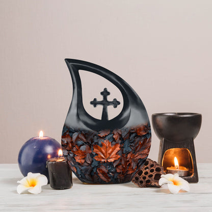 10 inch Mapple Leaf Urn, Cross Drop design