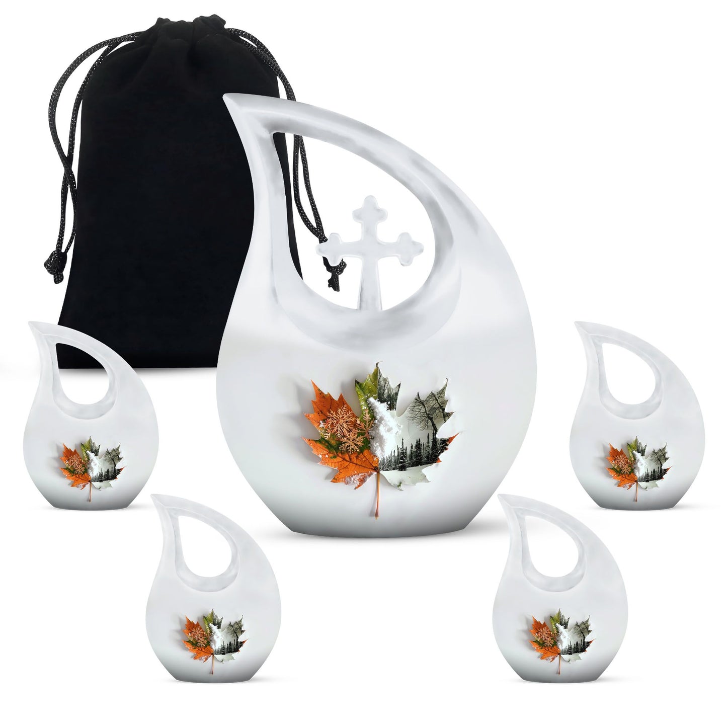 Personalized Maple Leaf Cremation Urn for Adults - 10-inch, 200 cu in - Yatskia
