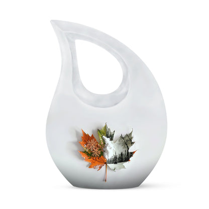 Aluminum Mapple Leaf Urn, 10-inch Cross Drop Design, 