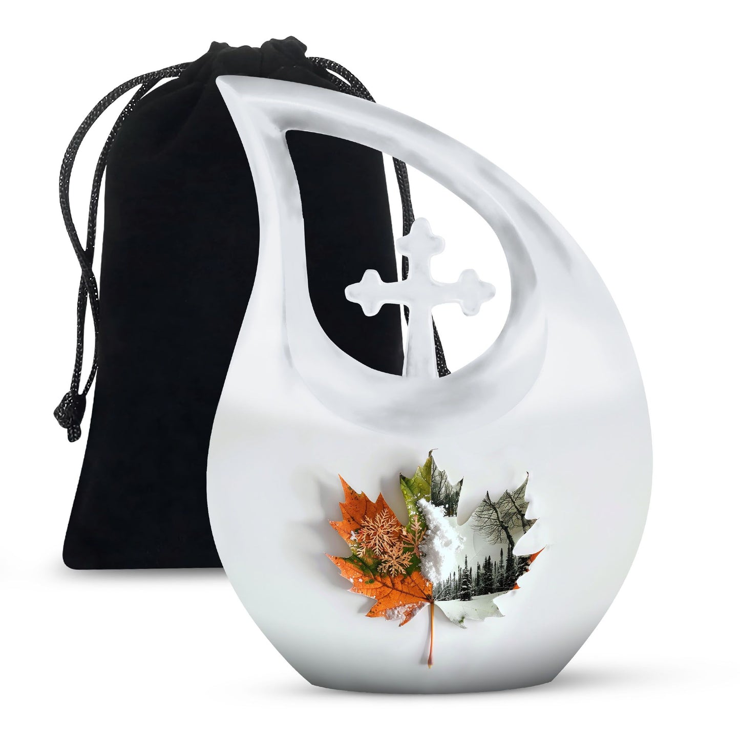 Personalized Maple Leaf Cremation Urn for Adults - 10-inch, 200 cu in - Yatskia