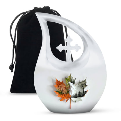 Personalized Maple Leaf Cremation Urn for Adults - 10-inch, 200 cu in - Yatskia