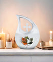 Aluminum Mapple Leaf Urn, 10-inch Cross Drop Design, 
