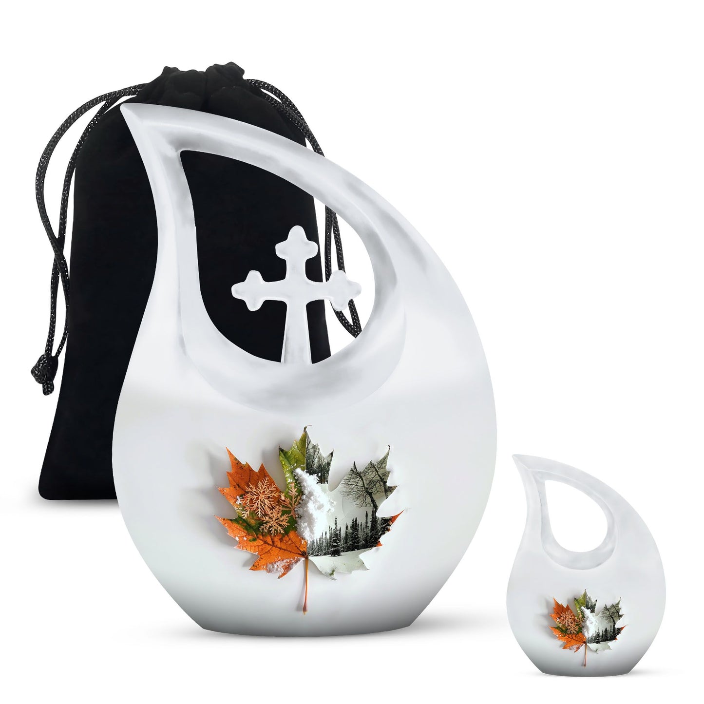 Aluminum Mapple Leaf Urn, 10-inch Cross Drop Design, 