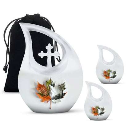 Personalized Maple Leaf Cremation Urn for Adults - 10-inch, 200 cu in - Yatskia