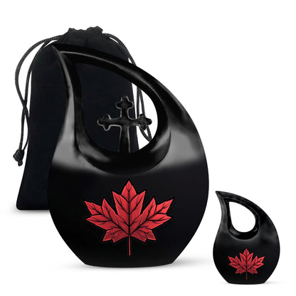 Personalized Maple Leaf Cremation Urn for Human Ashes - 10-inch, 200 cu in - Yatskia