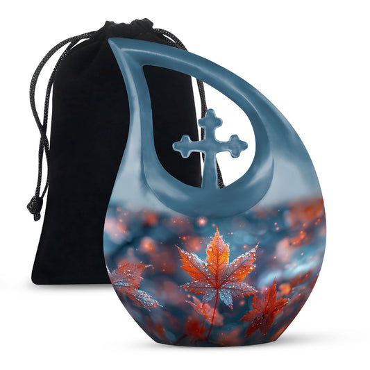 10-inch Mapple Leaf Cross Drop memorial urn 