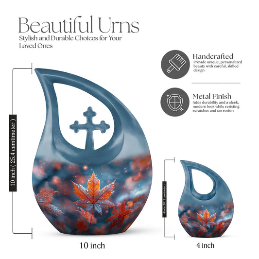 10-inch Mapple Leaf Cross Drop memorial urn 