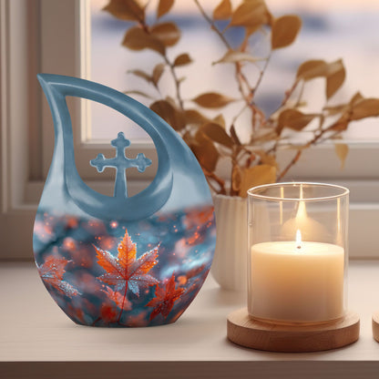 10-inch Mapple Leaf Cross Drop memorial urn 