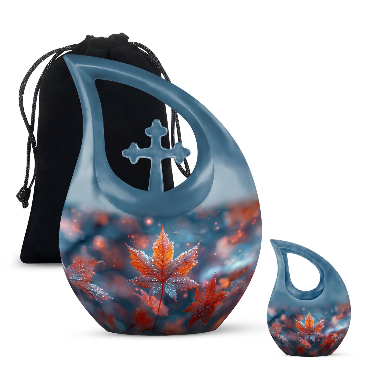 10-inch Mapple Leaf Cross Drop memorial urn 