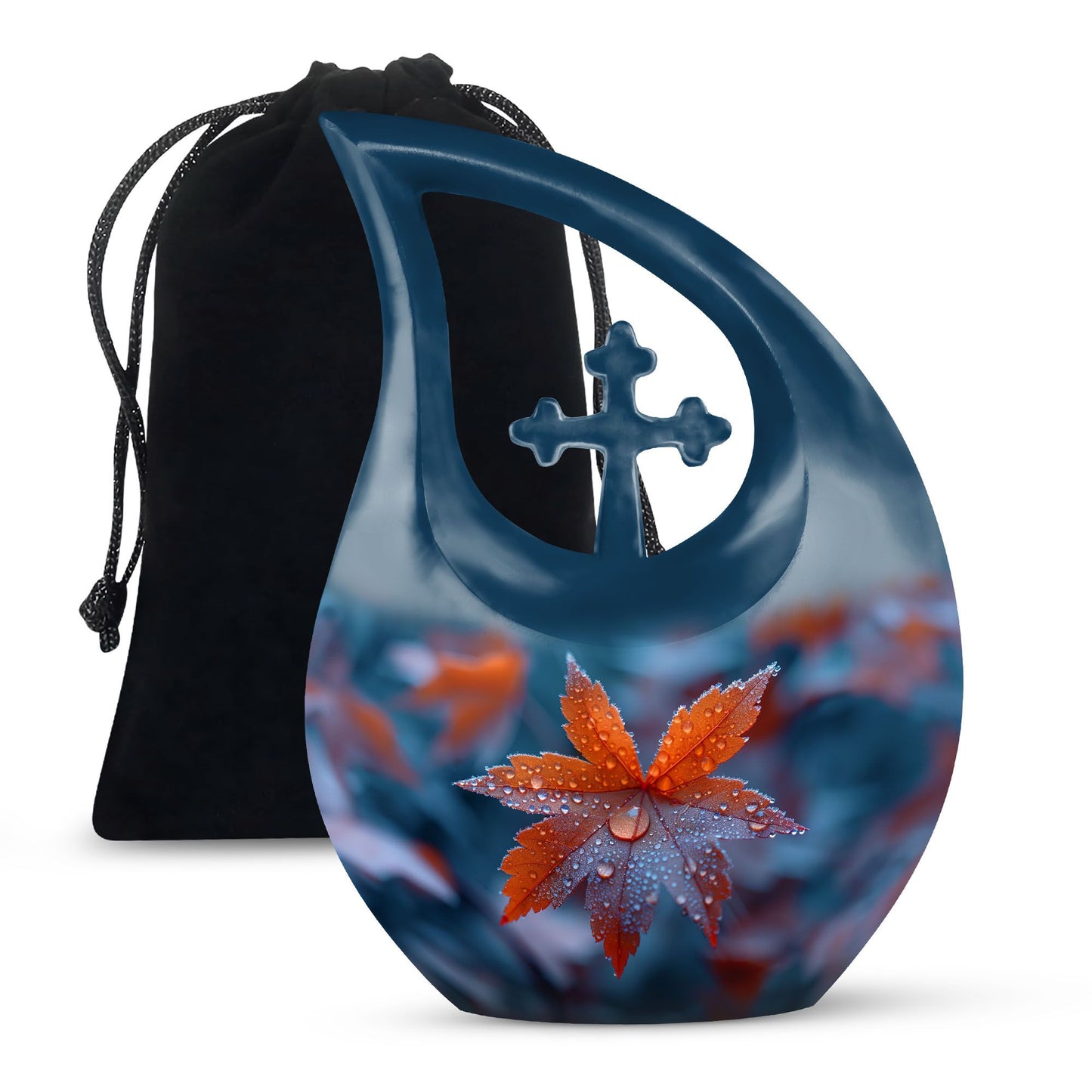 Personalized Maple Leaf Memorial Urn for Human Ashes - 10-inch, 200 cu in - Yatskia