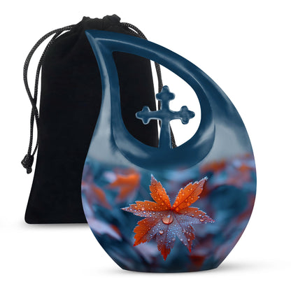 Personalized Maple Leaf Memorial Urn for Human Ashes - 10-inch, 200 cu in - Yatskia