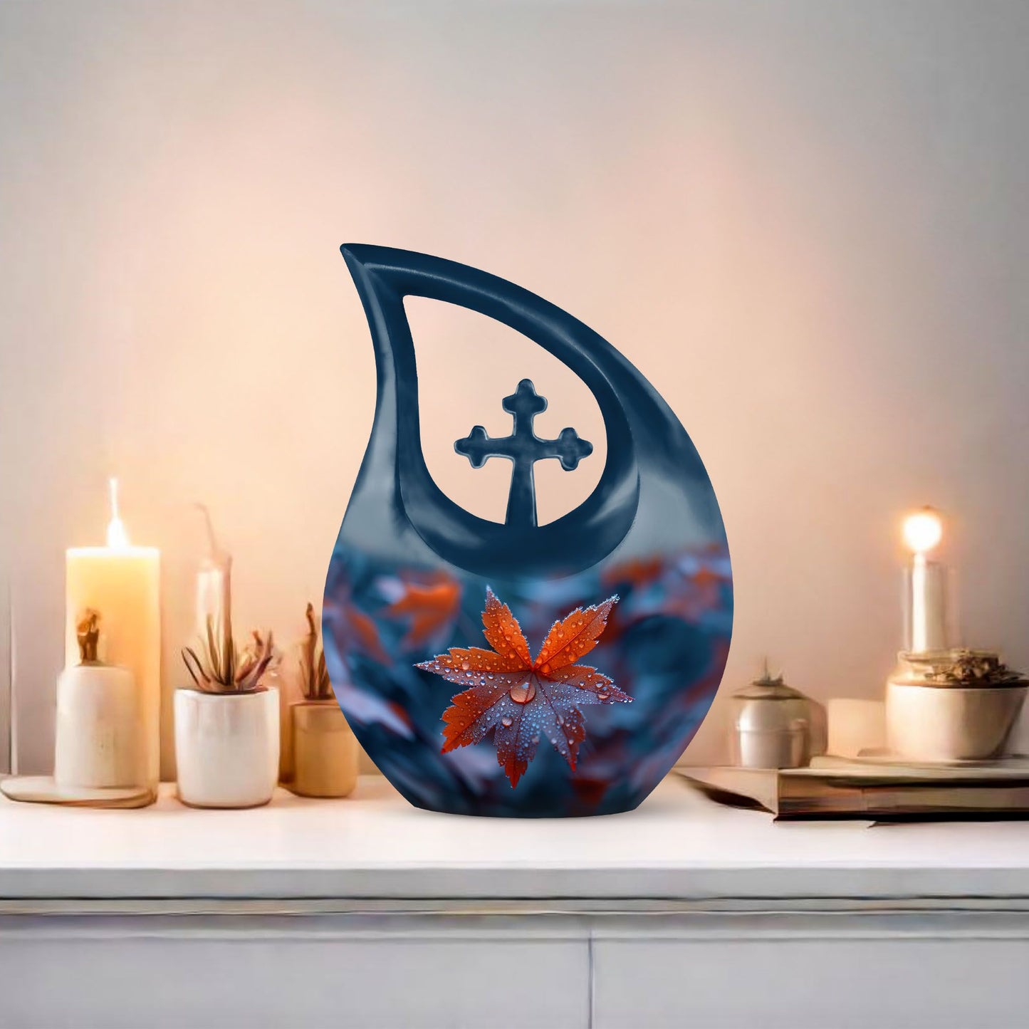 10-inch Mapple Leaf Urn, Cross Drop design