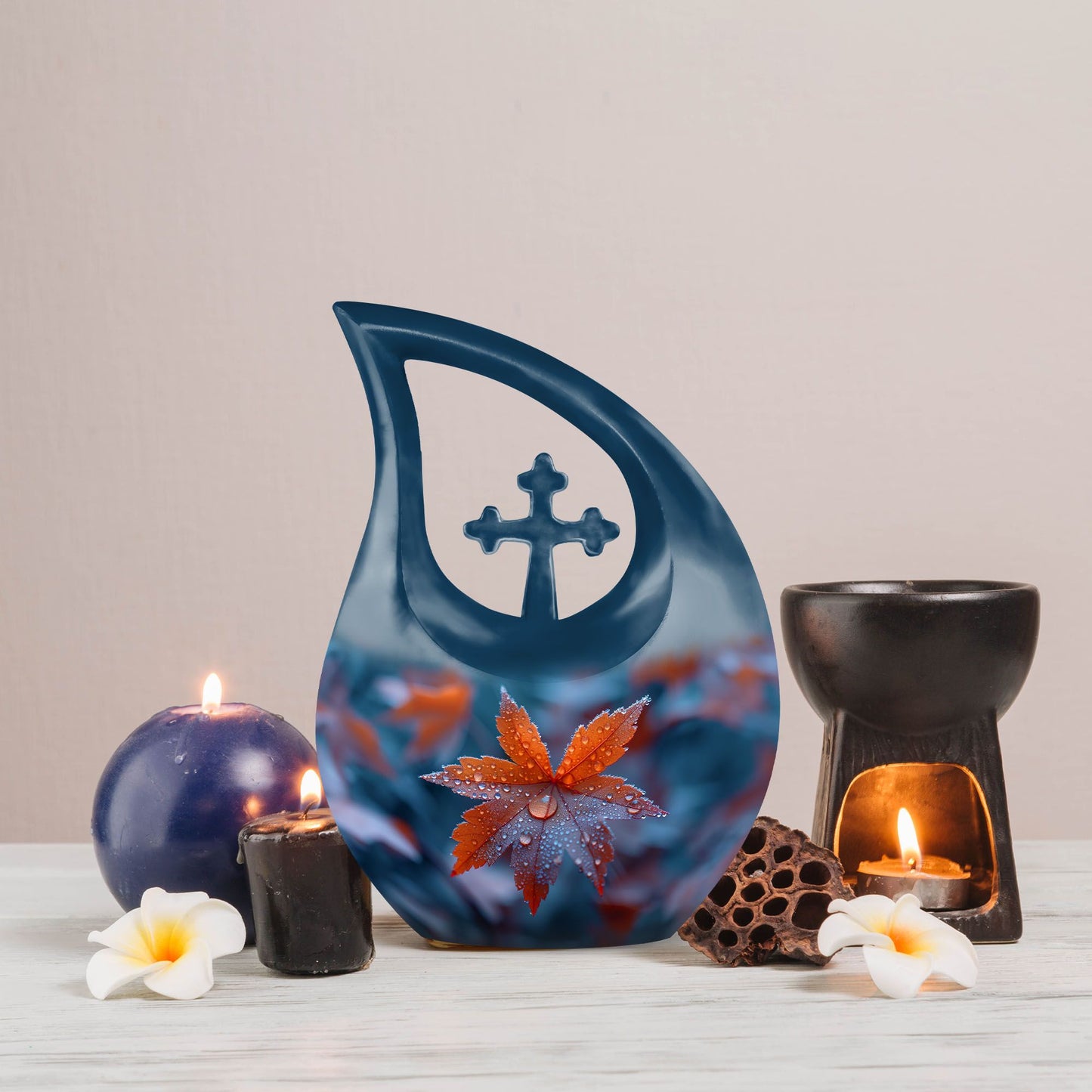 10-inch Mapple Leaf Urn, Cross Drop design
