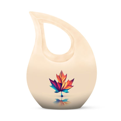 10-inch pink Mapple Leaf urn with Cross Drop design,