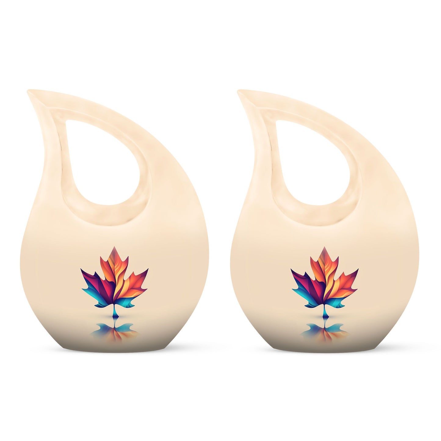 10-inch pink Mapple Leaf urn with Cross Drop design,
