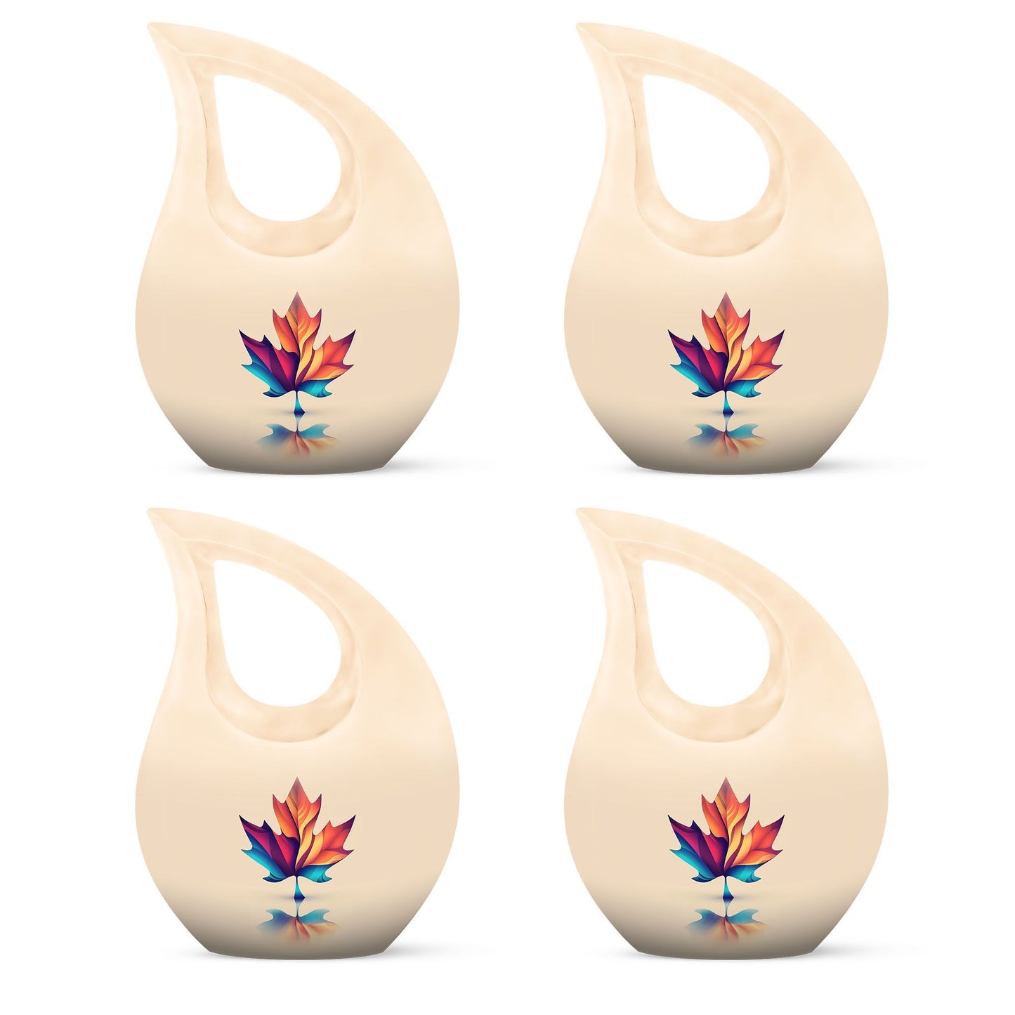 10-inch pink Mapple Leaf urn with Cross Drop design,
