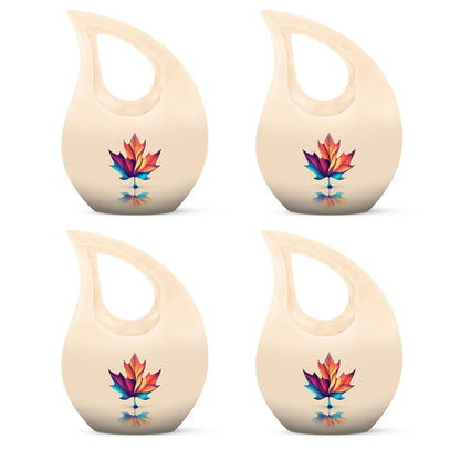 10-inch pink Mapple Leaf urn with Cross Drop design,