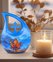10-inch Mapple Leaf Urn with Cross Drop design 