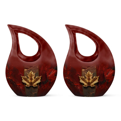 10-inch Mapple Leaf large urn with Cross Drop design for ash containment