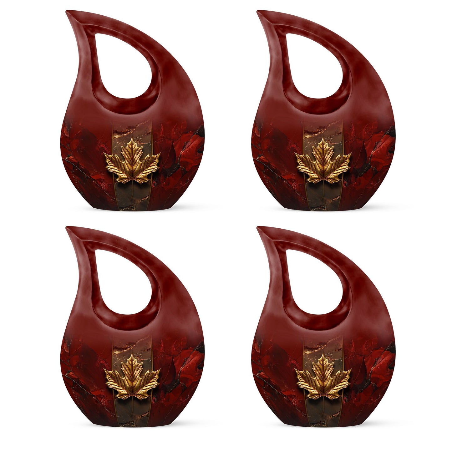 10-inch Mapple Leaf large urn with Cross Drop design for ash containment