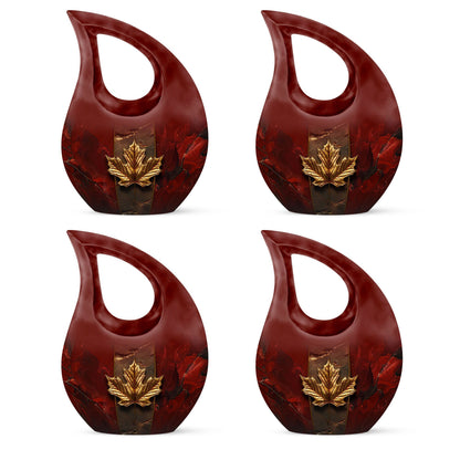 10-inch Mapple Leaf large urn with Cross Drop design for ash containment