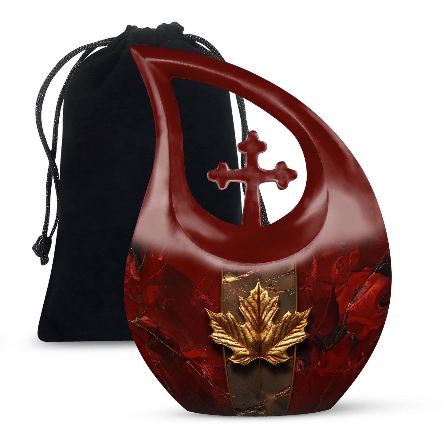 Personalized Maple Leaf Memorial Urn for Human Ashes - 10-inch, 200 cu in - Yatskia