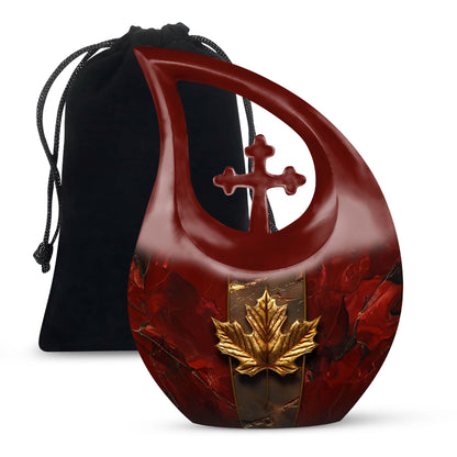 Personalized Maple Leaf Memorial Urn for Human Ashes - 10-inch, 200 cu in - Yatskia