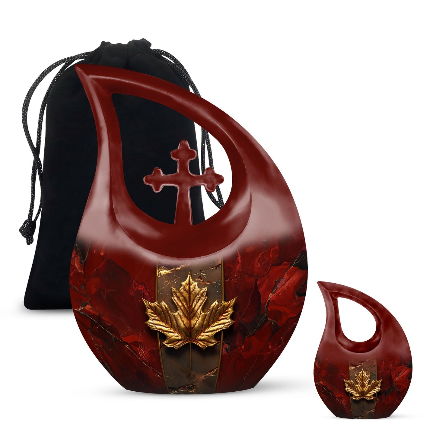 Personalized Maple Leaf Memorial Urn for Human Ashes - 10-inch, 200 cu in - Yatskia