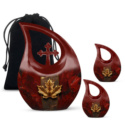 Personalized Maple Leaf Memorial Urn for Human Ashes - 10-inch, 200 cu in - Yatskia