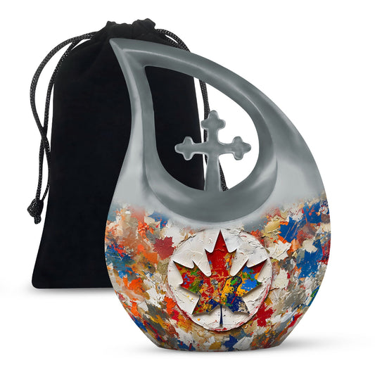 10-inch Mapple Leaf Urn, Cross Drop design