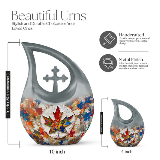 10-inch Mapple Leaf Urn, Cross Drop design