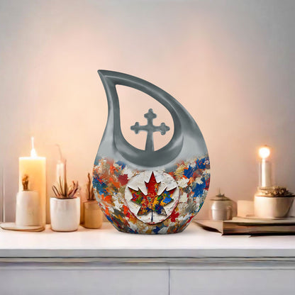 10-inch Mapple Leaf Urn, Cross Drop design