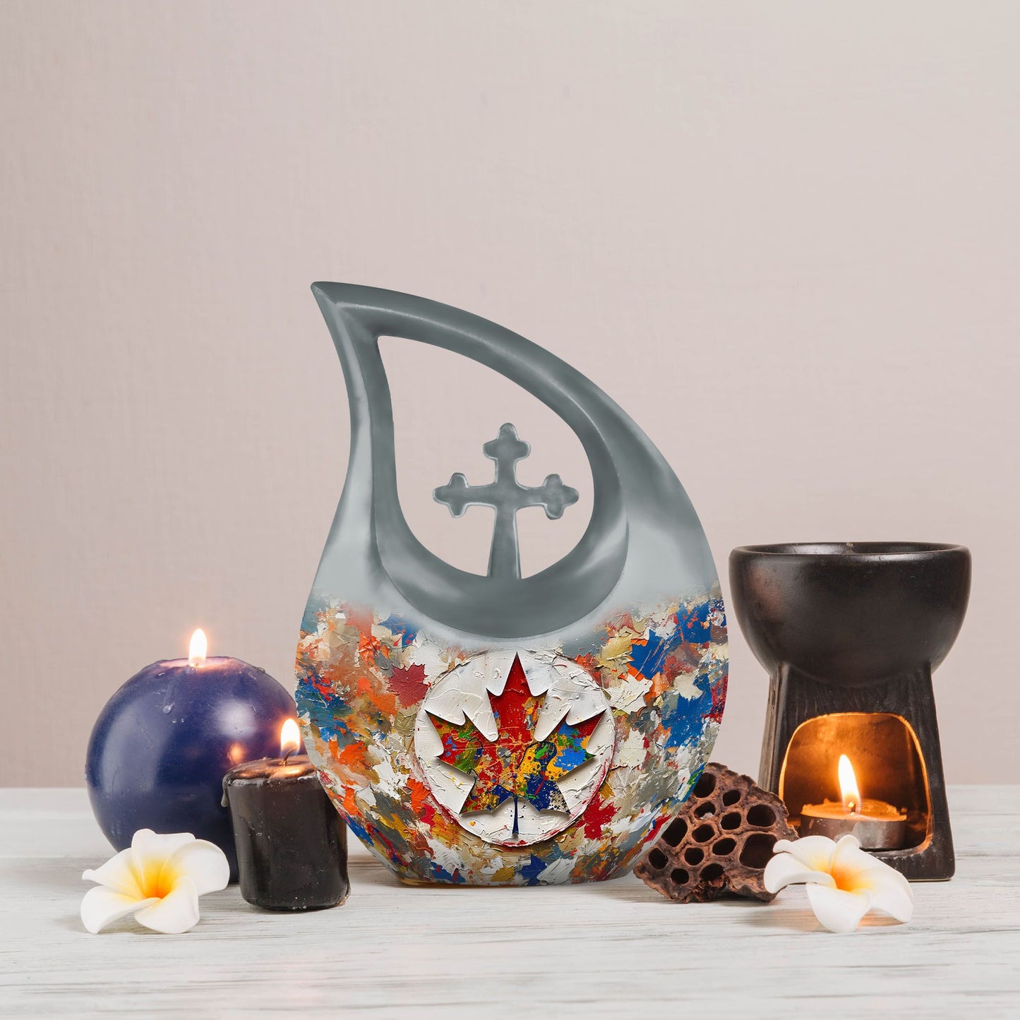 10-inch Mapple Leaf Urn, Cross Drop design