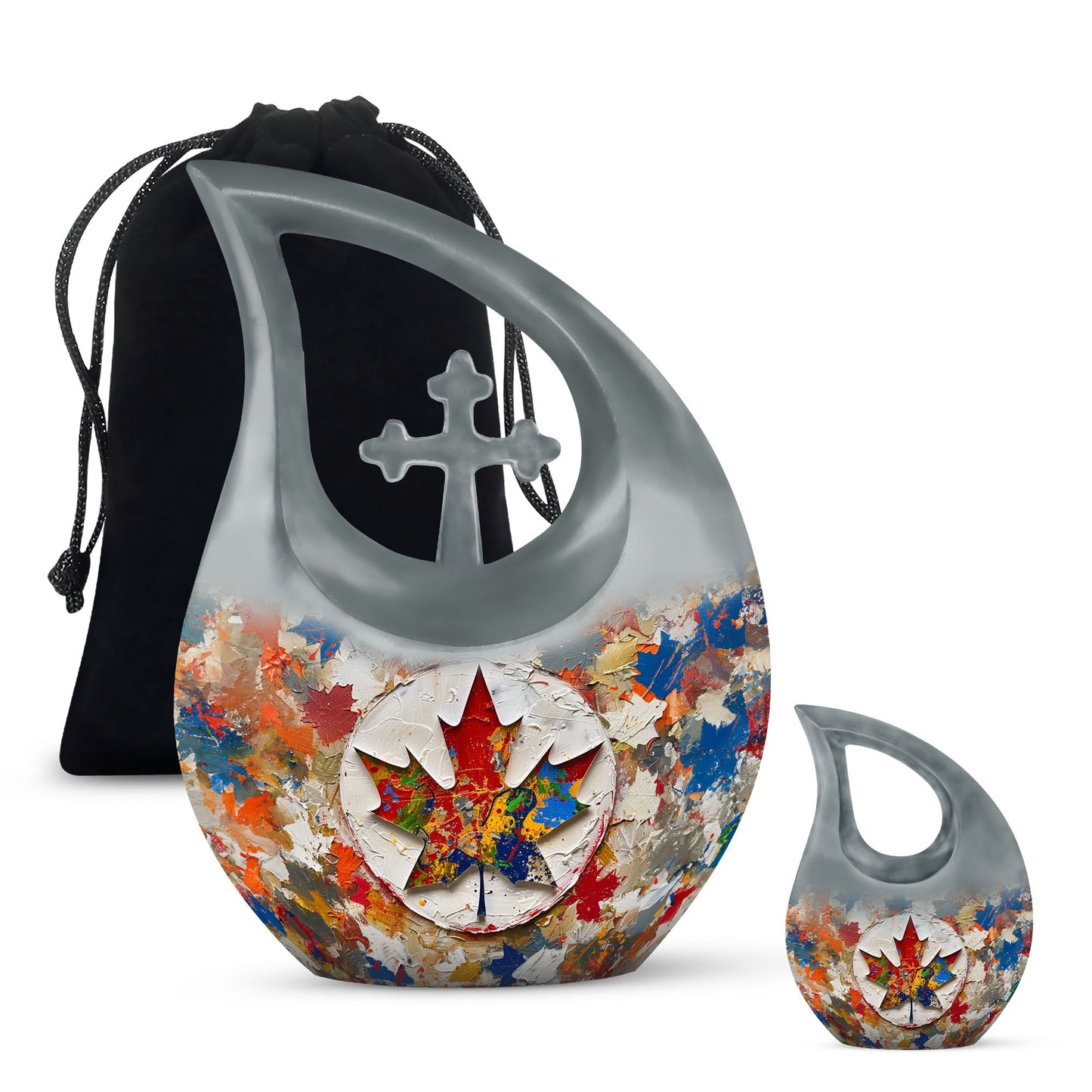 10-inch Mapple Leaf Urn, Cross Drop design