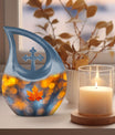10 inch Mapple Leaf Urn, Modern Cross Drop design