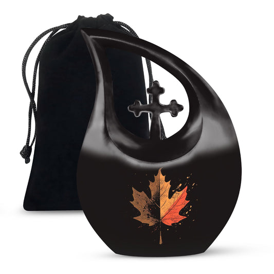10-inch Mapple Leaf, Cross Drop Custom Mom Urn 