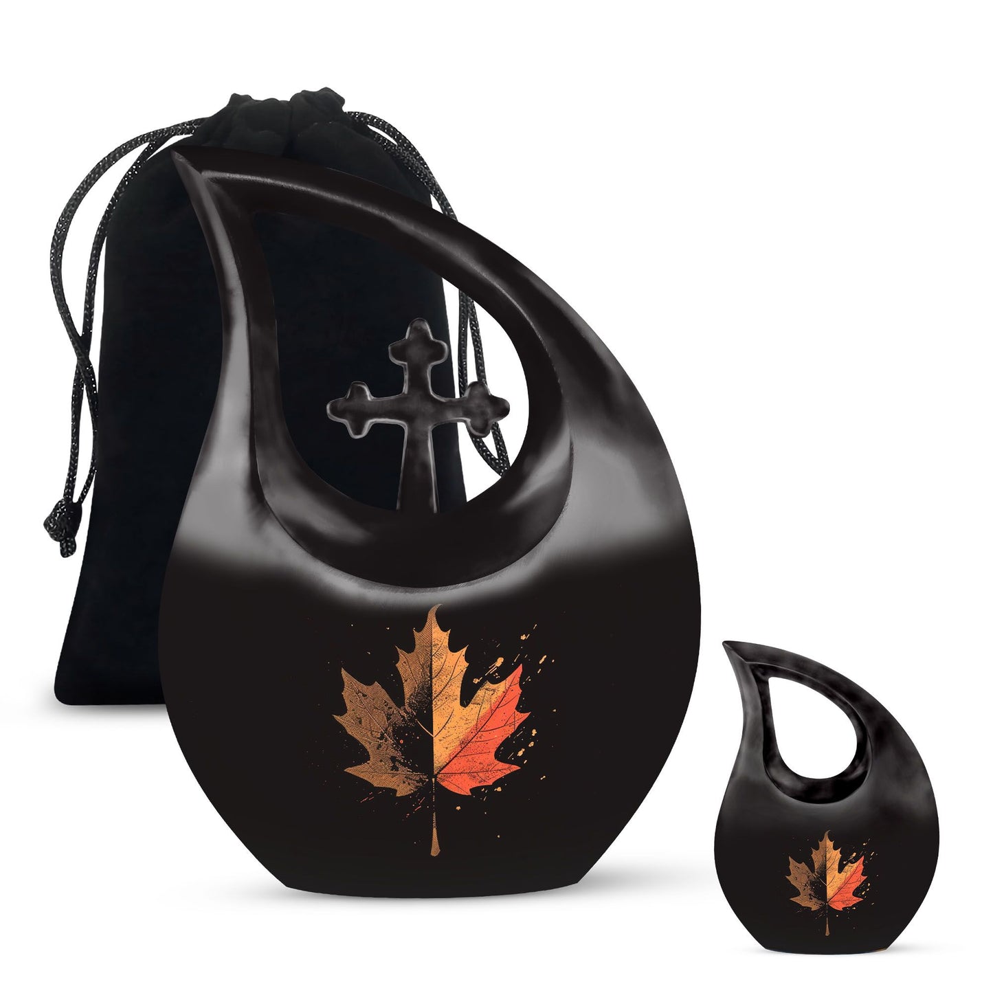 10-inch Mapple Leaf, Cross Drop Custom Mom Urn 