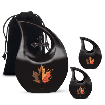 10-inch Mapple Leaf, Cross Drop Custom Mom Urn 