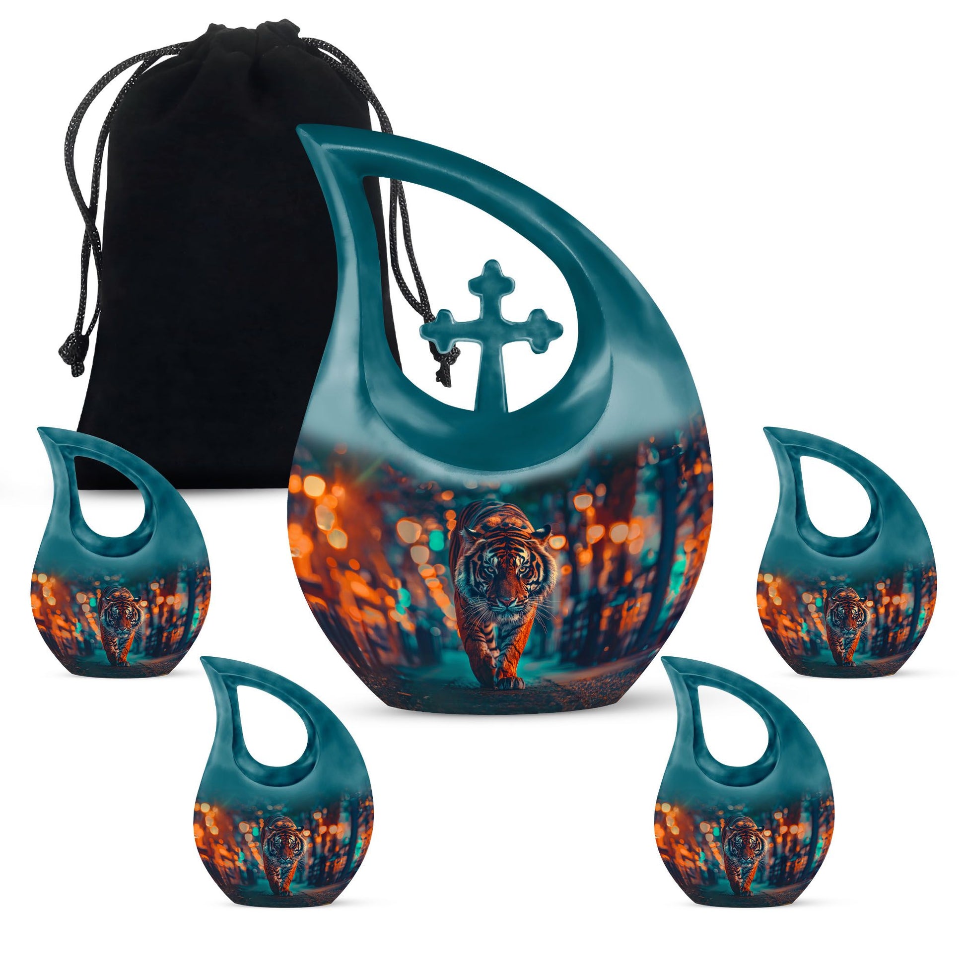 Crafted Tiger keepsake urn for human ashes memorial urn