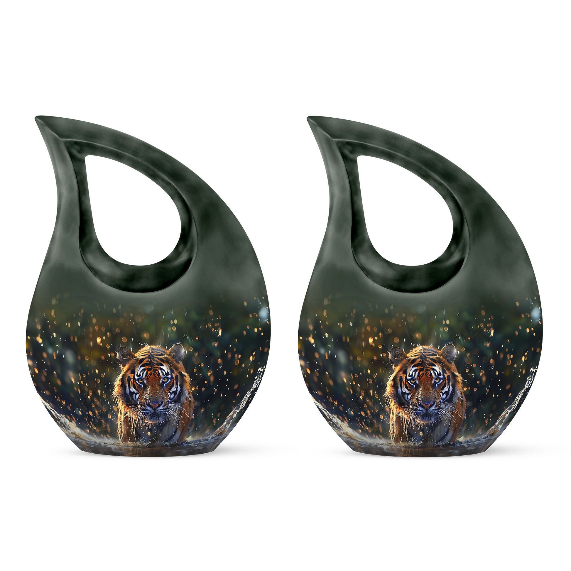 10 inch Tiger-themed Cross Drop memorial urn 