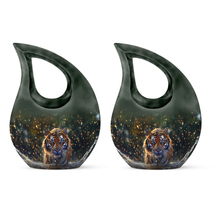 10 inch Tiger-themed Cross Drop memorial urn 