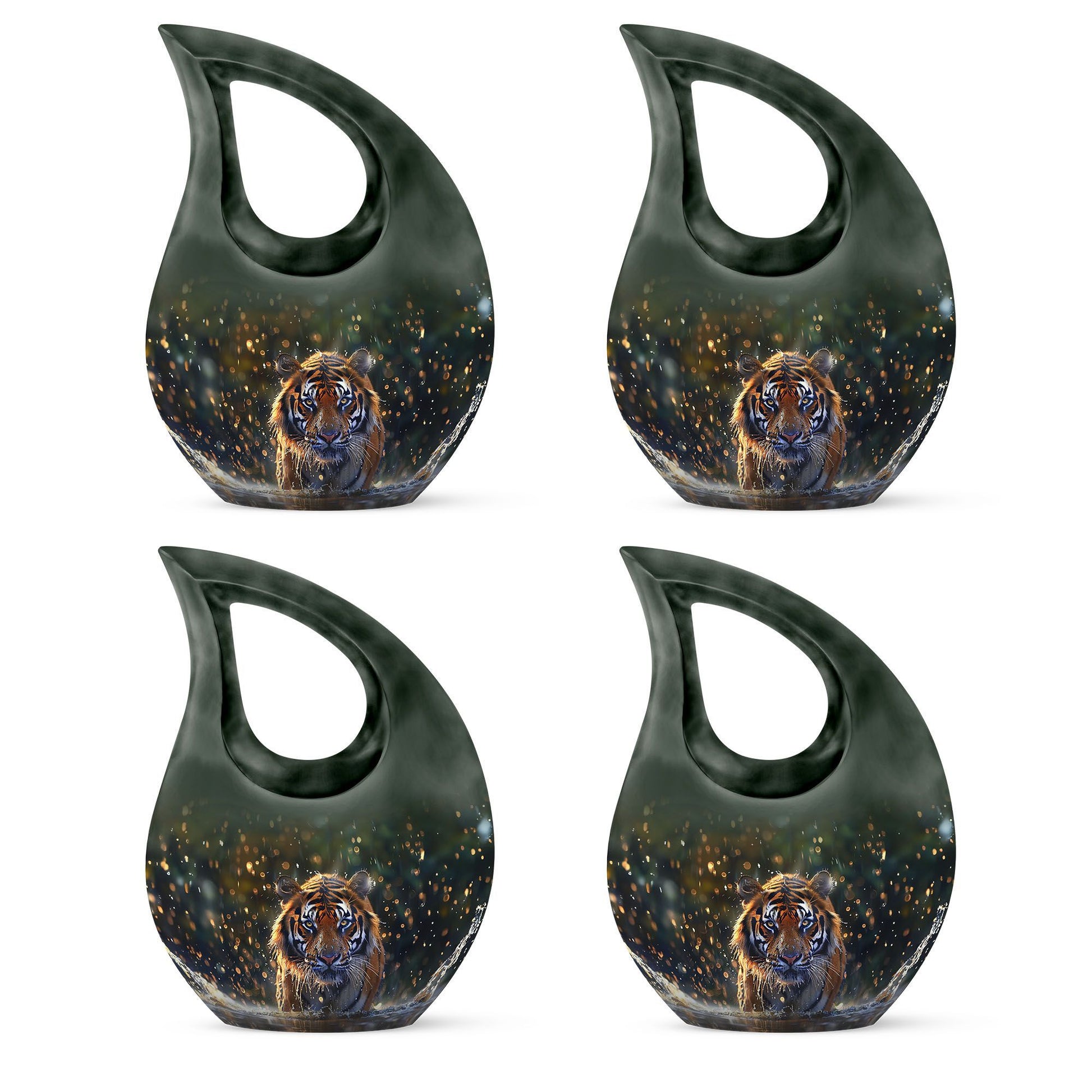 10 inch Tiger-themed Cross Drop memorial urn 