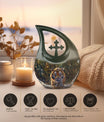 10 inch Tiger-themed Cross Drop memorial urn 