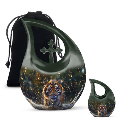 Tiger Theme Large Urn With 1 Keepsake Urn