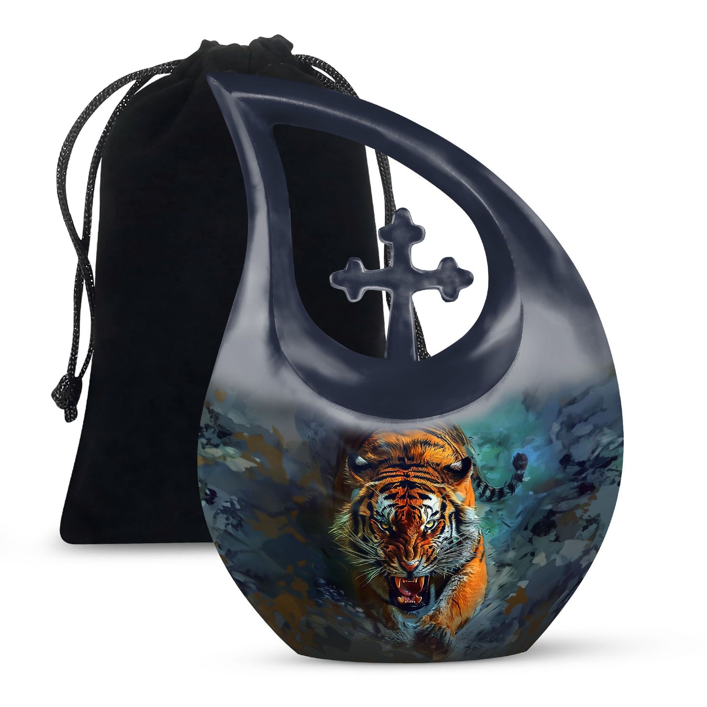 Tiger Theme Large Urn 10 Inch