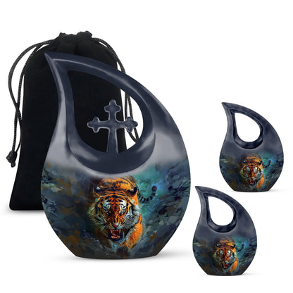 Personalized Tiger Memorial Urn for Mom - 10-inch, 200 cu in - Yatskia