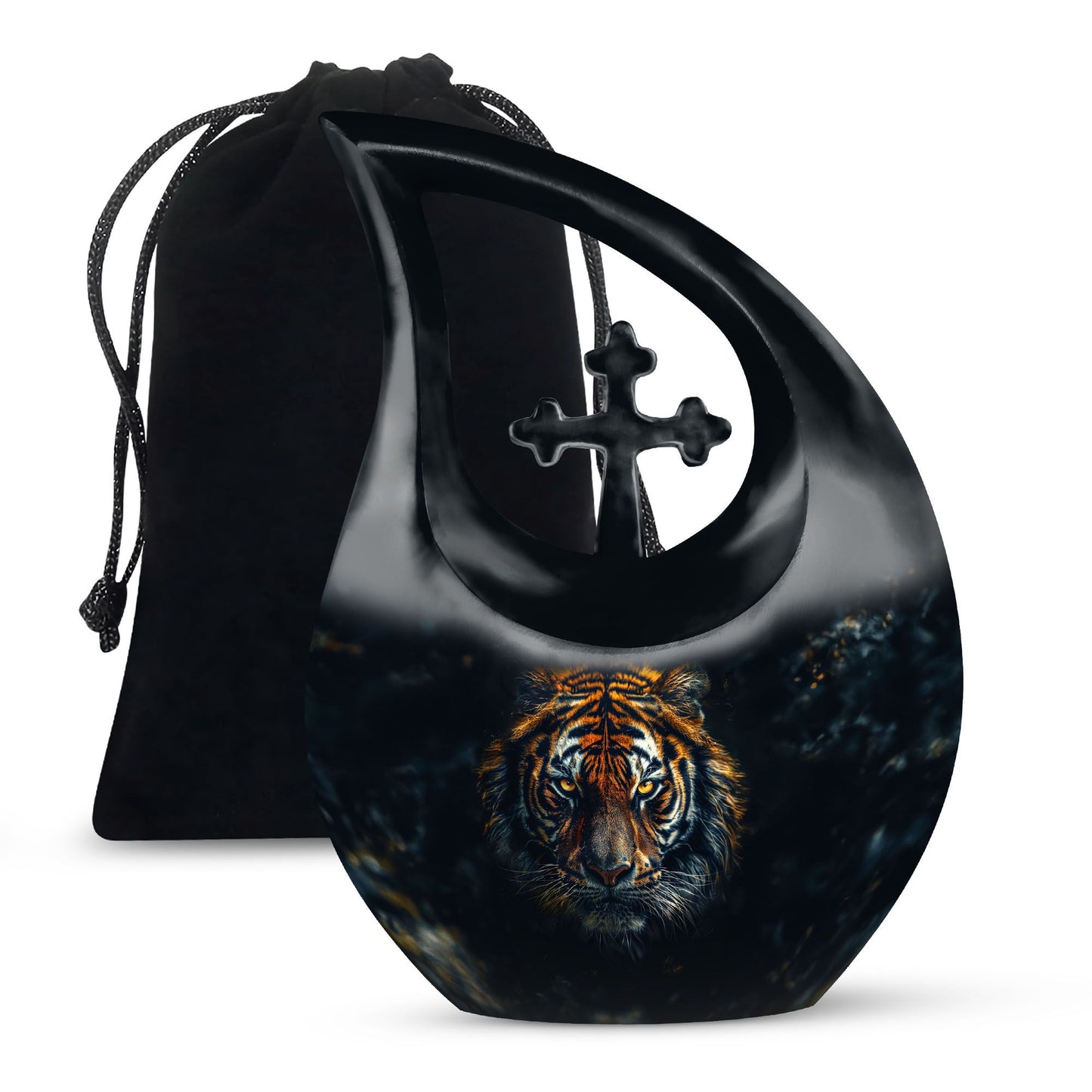 Personalized Tiger Keepsake Urn for Human Ashes - 10-inch, 200 cu in - Yatskia