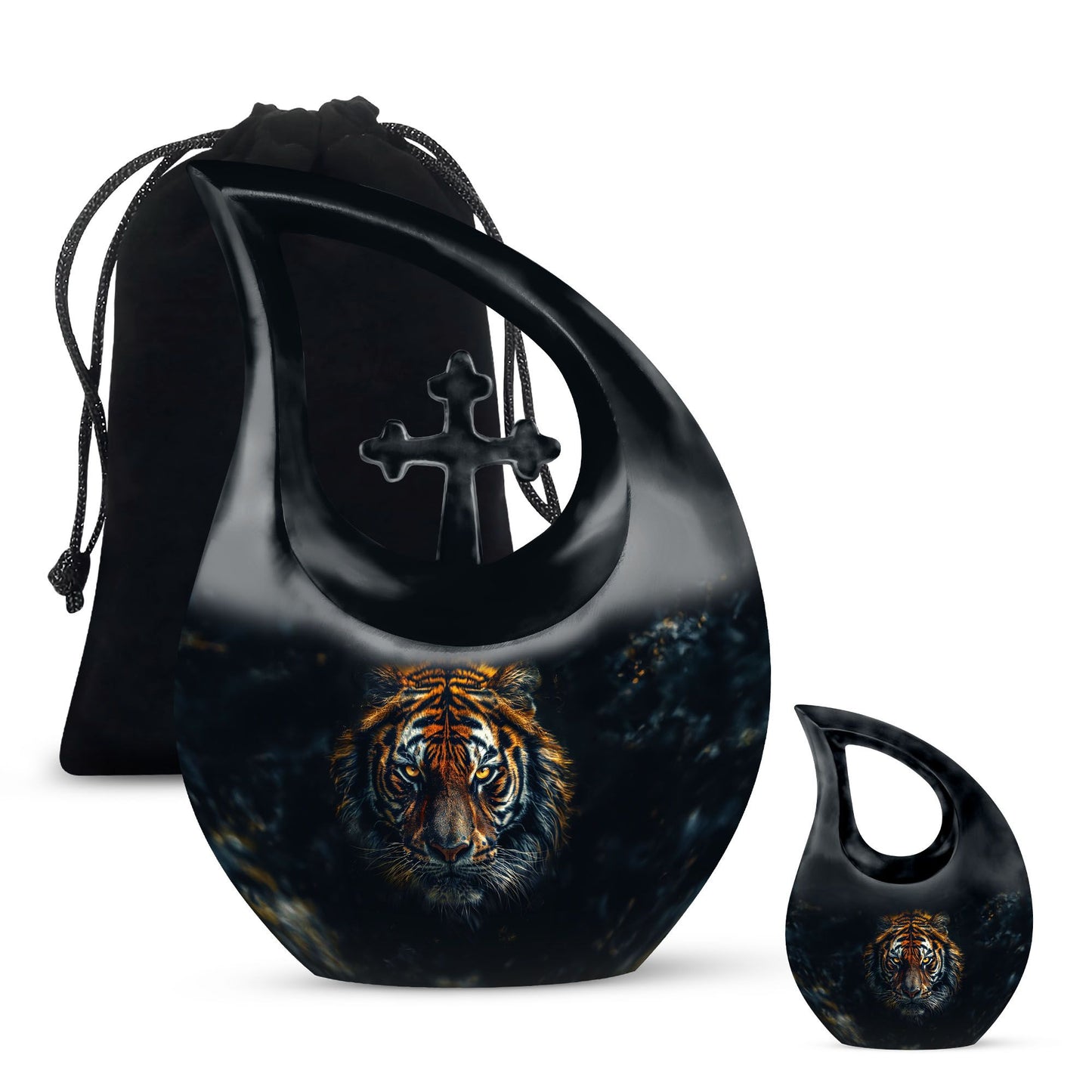 10-inch Tiger themed aluminium All Faith Funeral Urn 