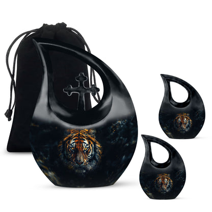 Tiger Theme Large Urn With 2 Keepsake Urn