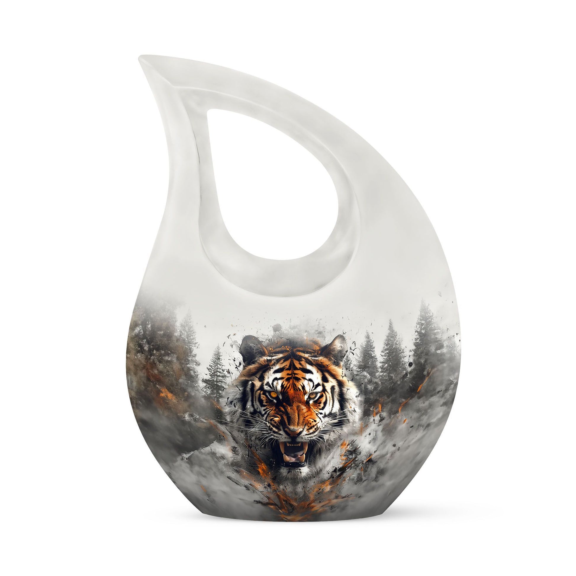 10 inch Tiger Themed Cross Drop Cremation Container,
